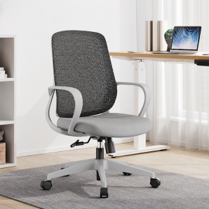 Mesh Swivel Chair Mid Back Task Chair Adjustable Height Office Chair with Fixed Armrests